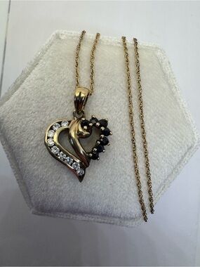 Vintage 925 Sterling Silver Sapphire Pendant Necklace Gold Plated 18” Chain